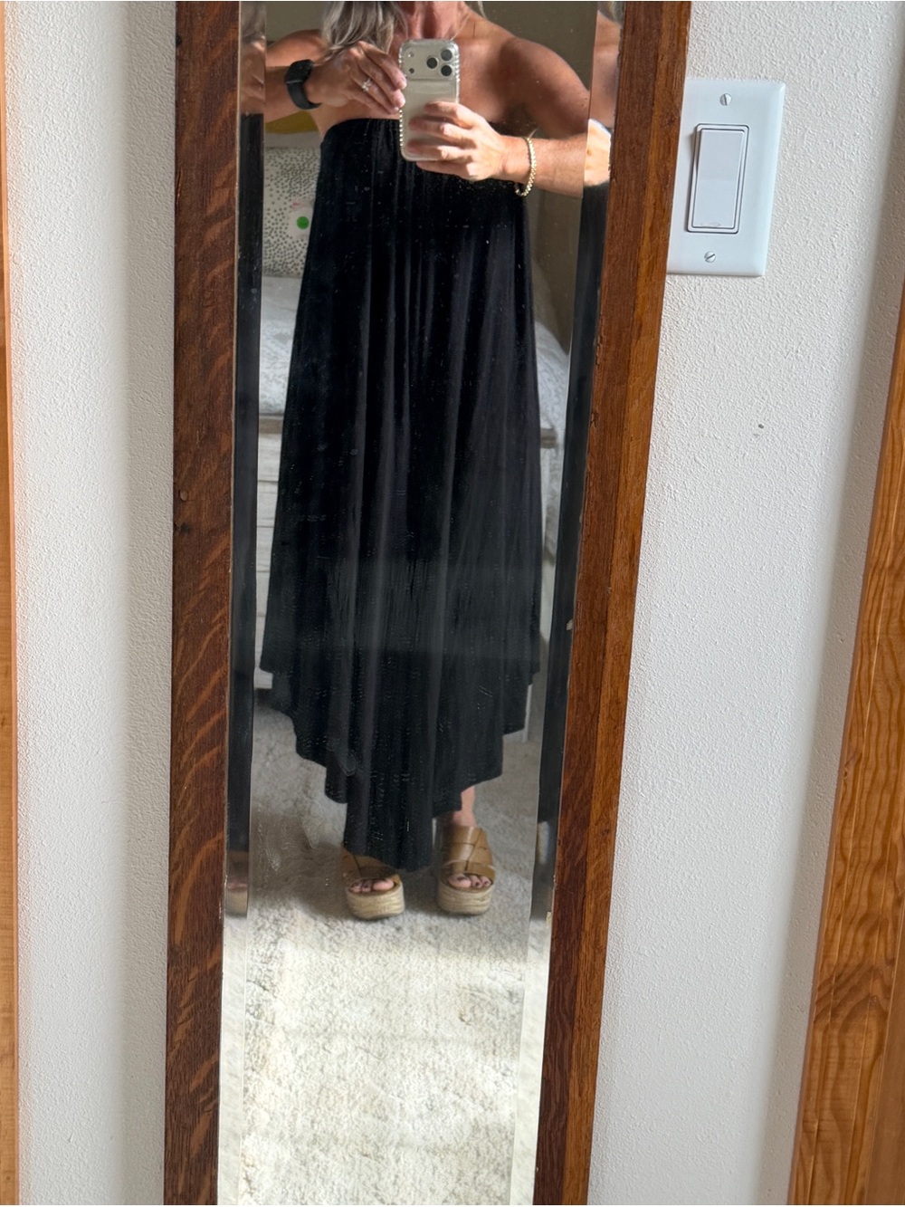 Free People Black Strapless High-Low Maxi Jumper- NWT XS